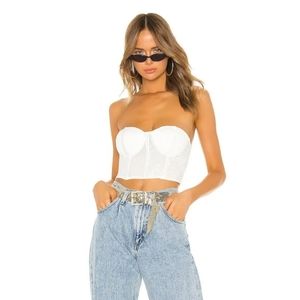 Revolve Superdown Lilly Lace Bustier Top White Size M